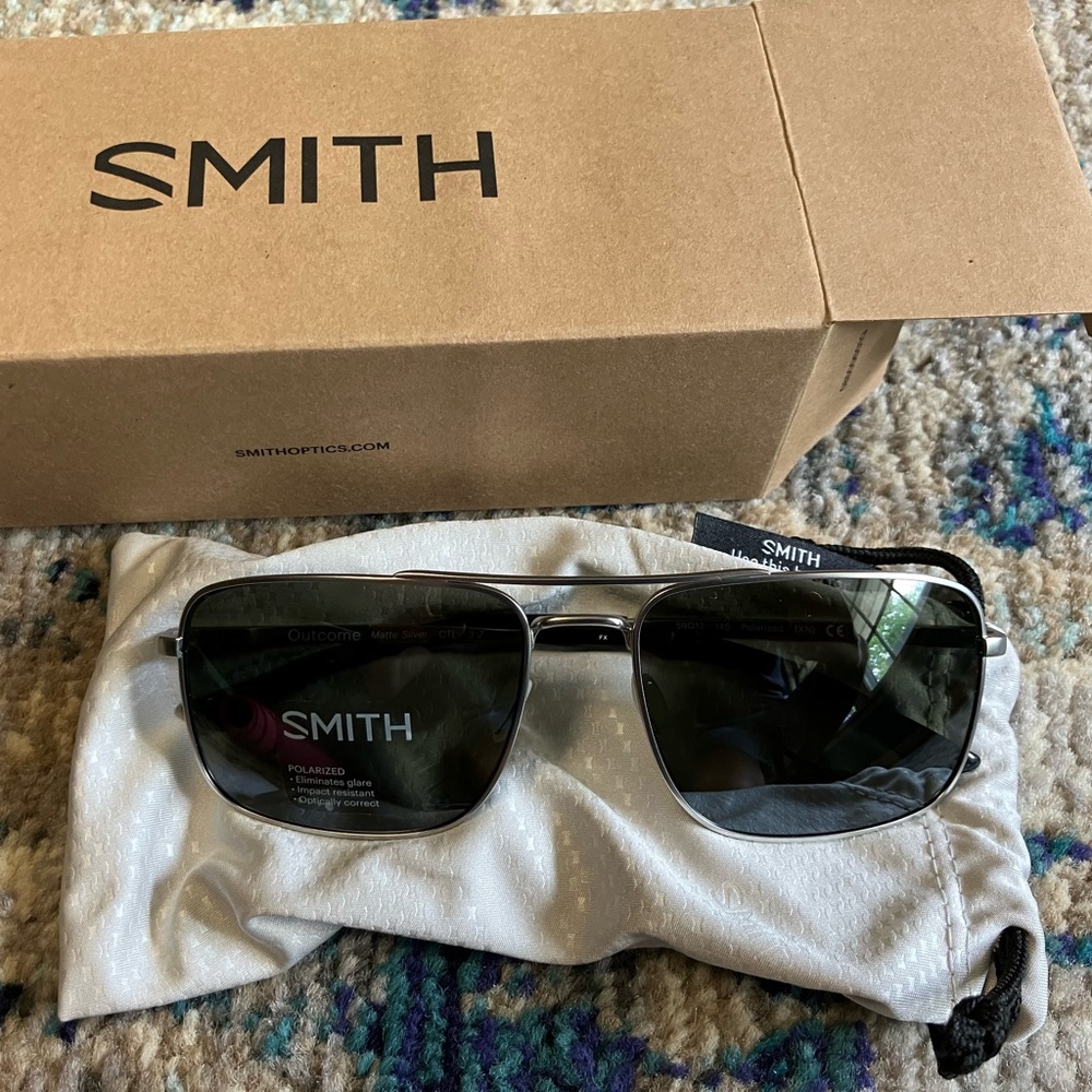 Smith Outcome polarized matte silver sunglasses